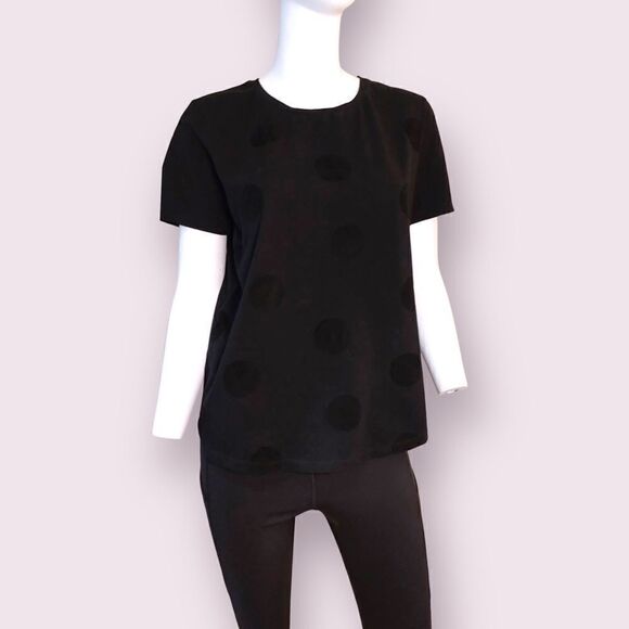 *nwt* ICHI Polkadot Shortsleeve T Shirt Black - Picture 1 of 4